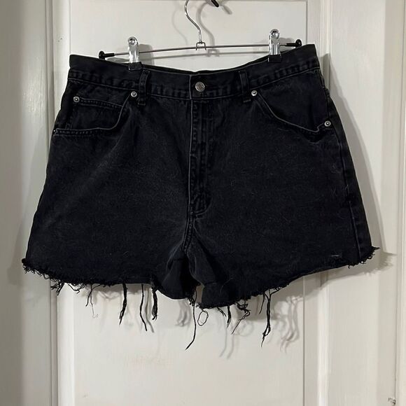 Black denim high waisted Shorts - Picture 1 of 4